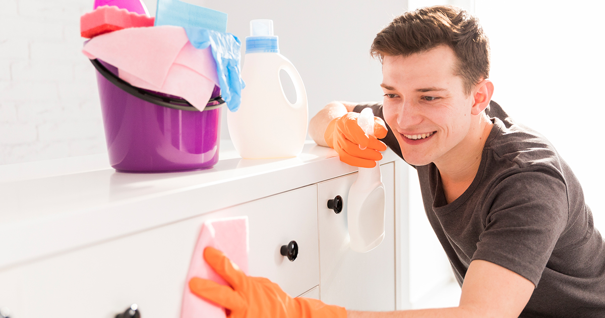 Scrubbing and Polishing in White Vanity