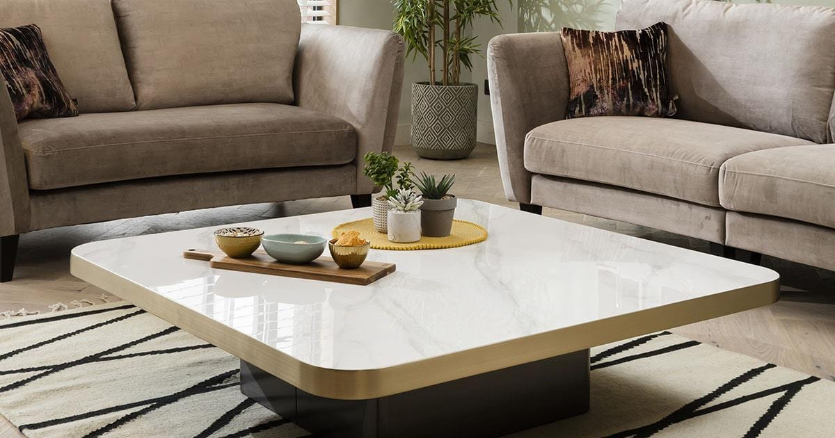 Contemporary Marble-Top Square Coffee Table - $249