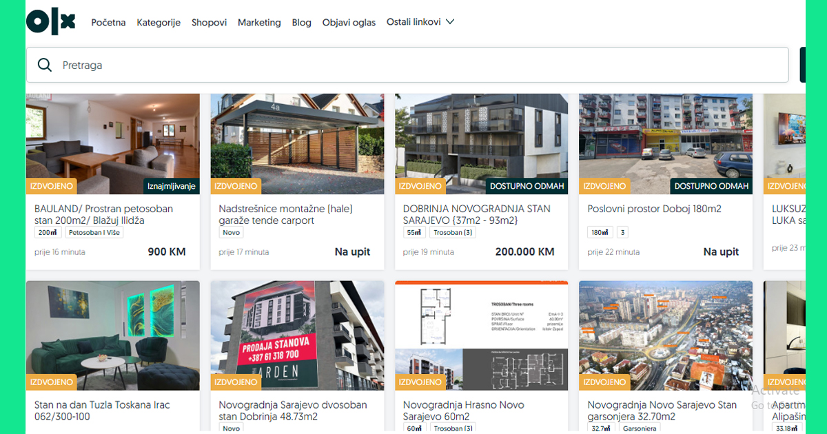 OLX.ba za izdavanje stanova sarajevo
